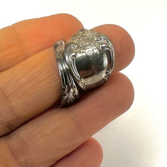Oneida William Rogers Silver tone  adjustable spoon ring - Picture 8 of 12